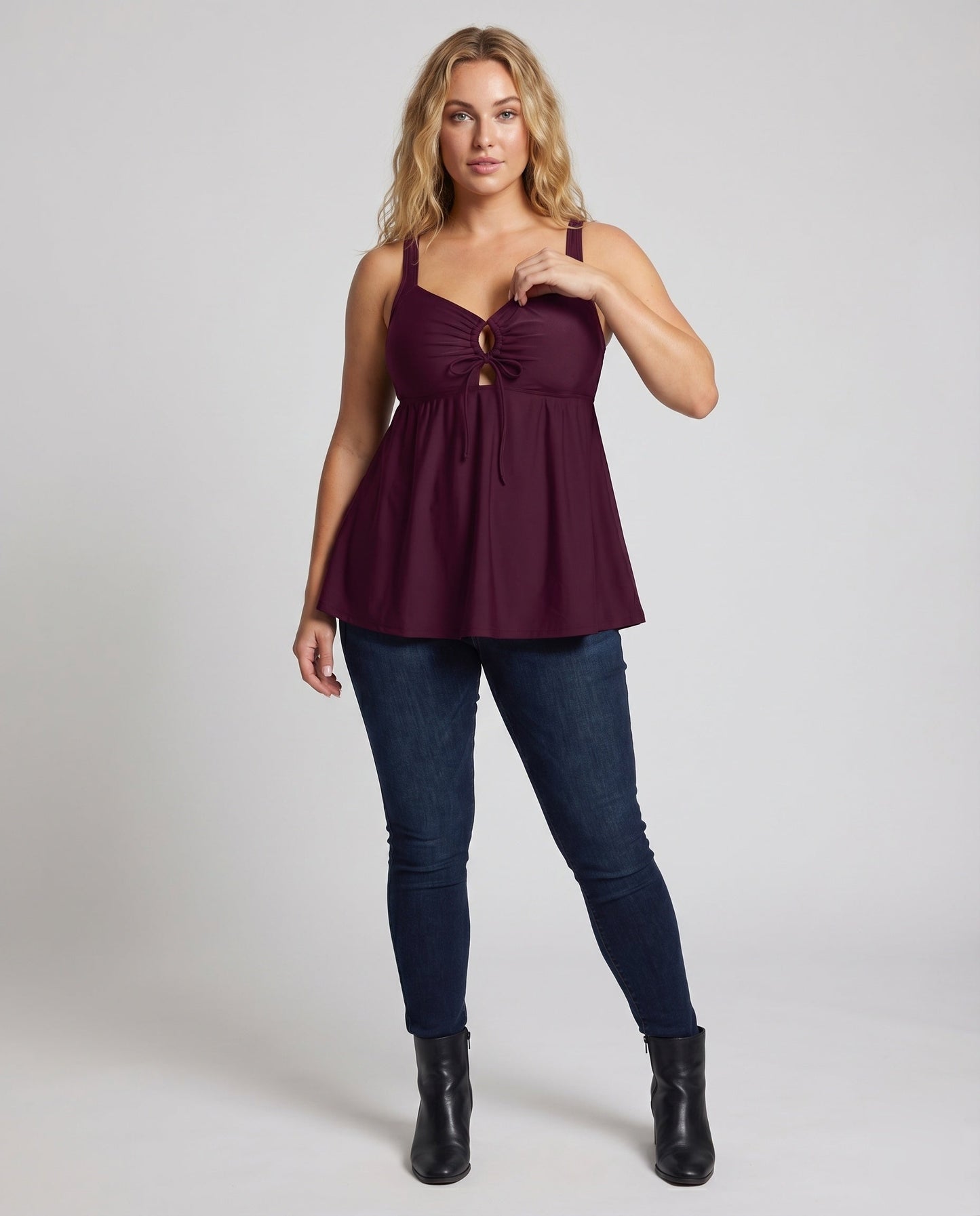 Tankini Mujer Talle Alto Escote Keyhole Dobladillo Tunica - Mavetta