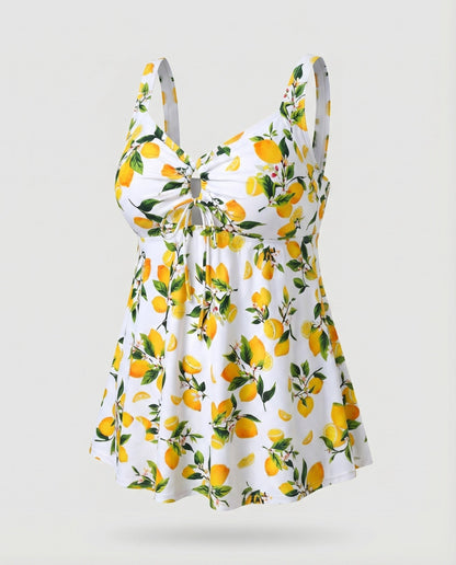 Tankini Mujer Talle Alto Escote Keyhole Dobladillo Tunica