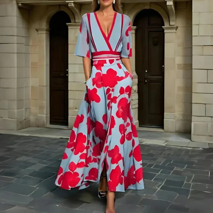 Vestido Mujer Estampado Floral Elegante Ajuste Clásico