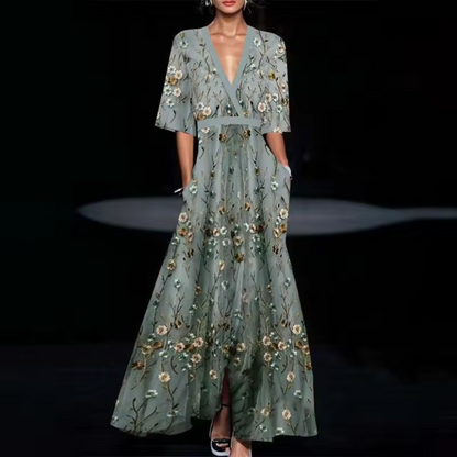 Vestido Mujer Estampado Floral Elegante Ajuste Clásico