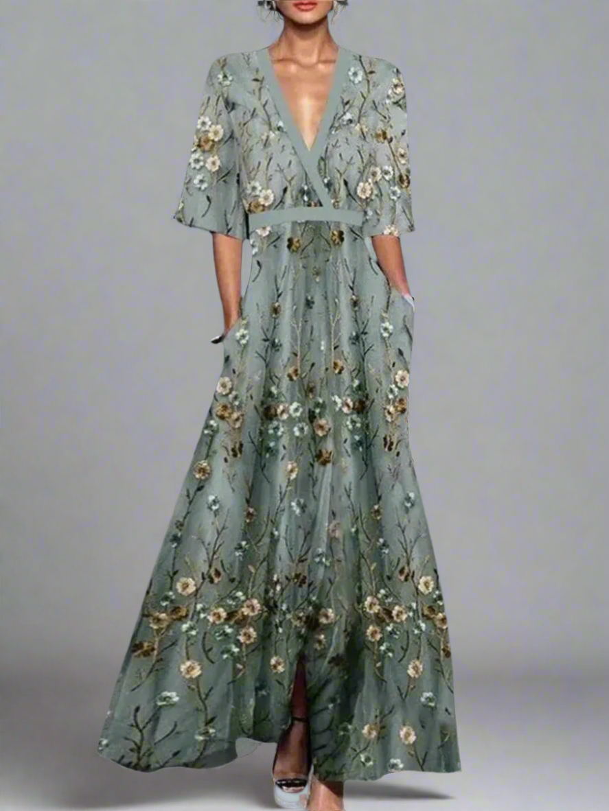Vestido verano mujer escote en V corte fluido - Mavetta