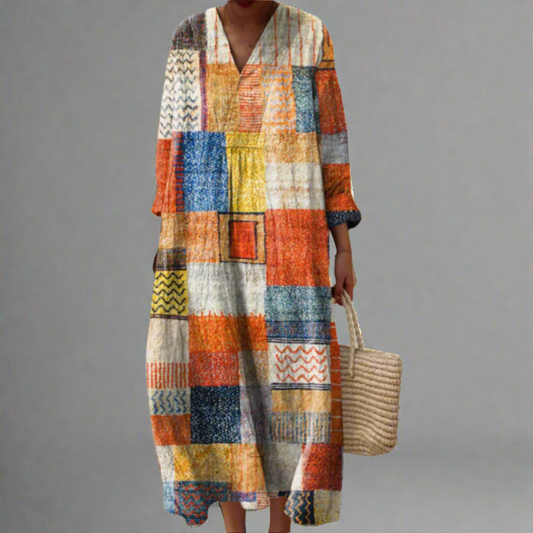 Vestido Mujer Estampado Geométrico Comodo Elegante Diario - Mavetta