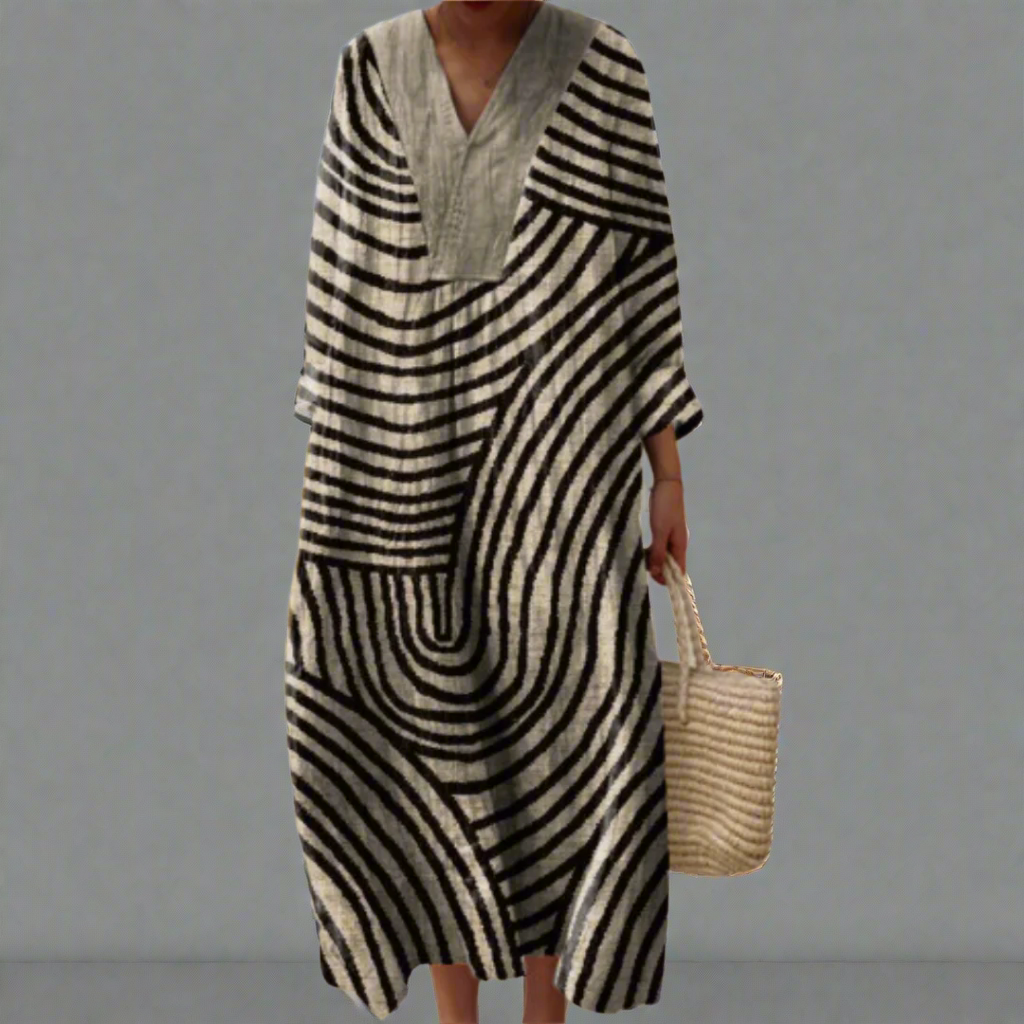Vestido largo mujer ligero estampado geométrico versátil - Mavetta