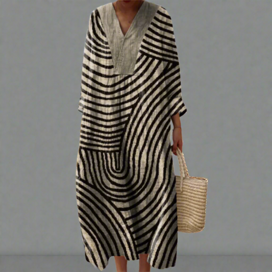 Vestido largo mujer ligero estampado geométrico versátil - Mavetta