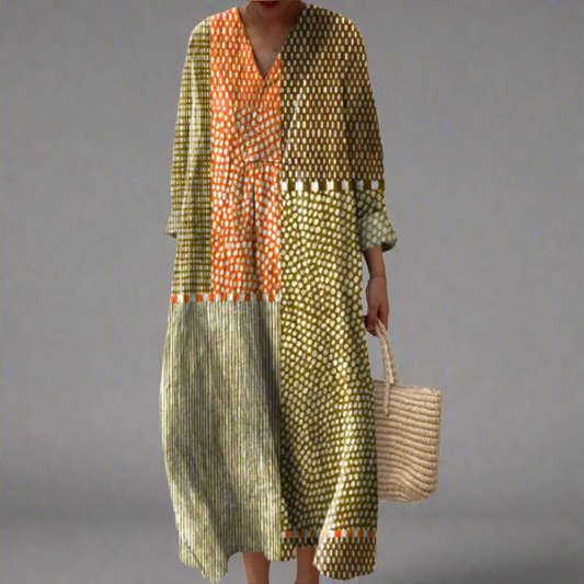 Vestido largo mujer Diseño geométrico Comodo Elegante - Mavetta