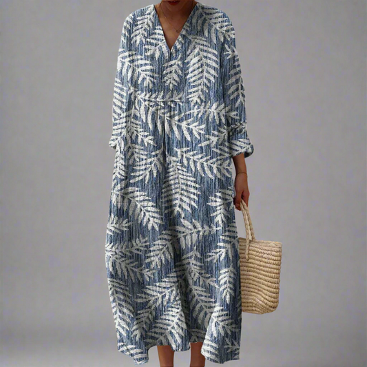 Vestido largo mujer fluido estampado vegetal estilo fresco - Mavetta
