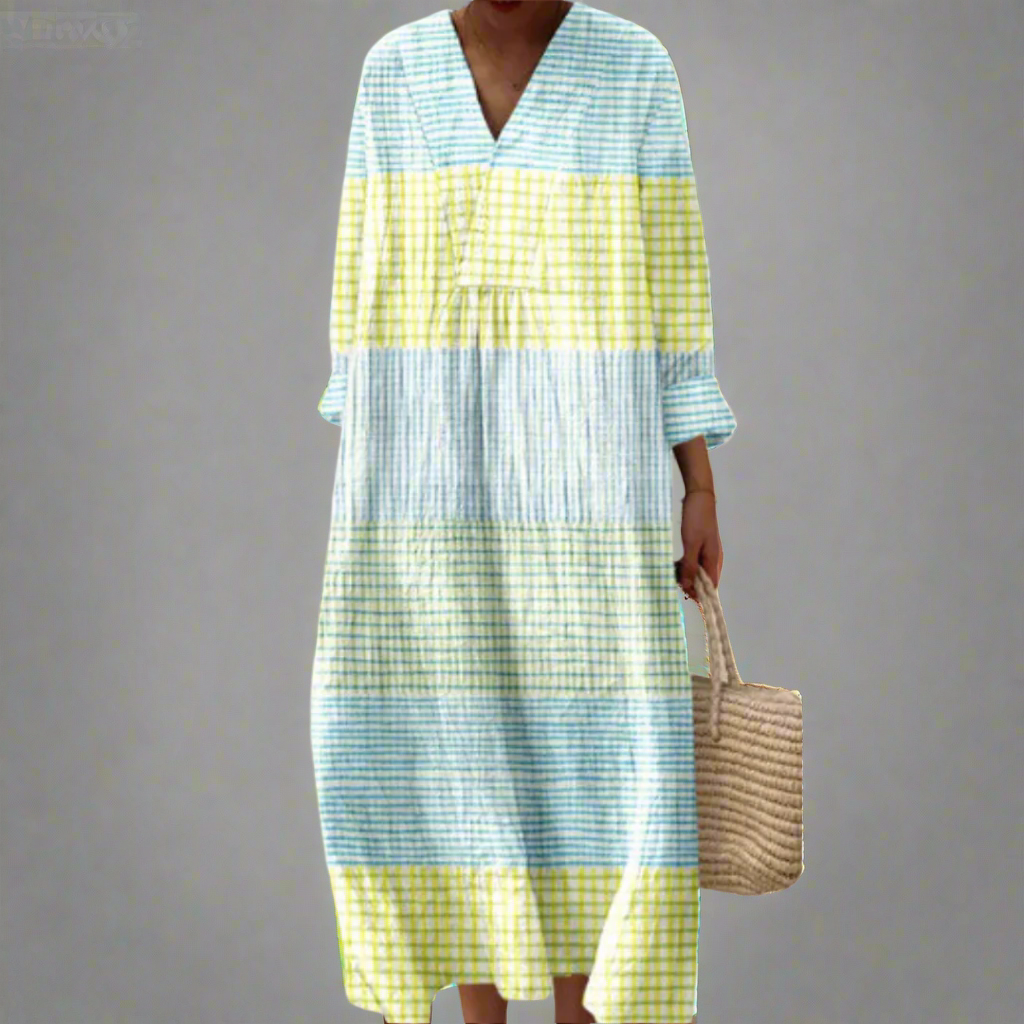 Vestido largo mujer Ligero Geométrico Corte Refinado - Mavetta
