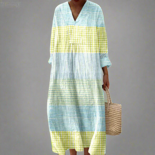 Vestido largo mujer Ligero Geométrico Corte Refinado - Mavetta