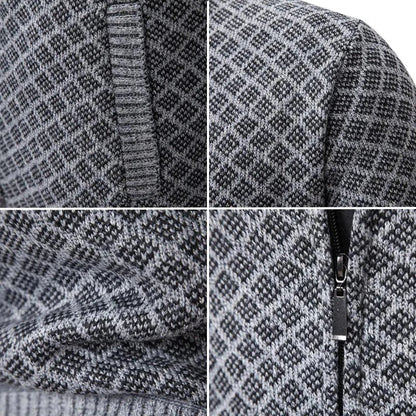Cárdigan Hombre Jacquard Cuello Alto Cremallera Invierno