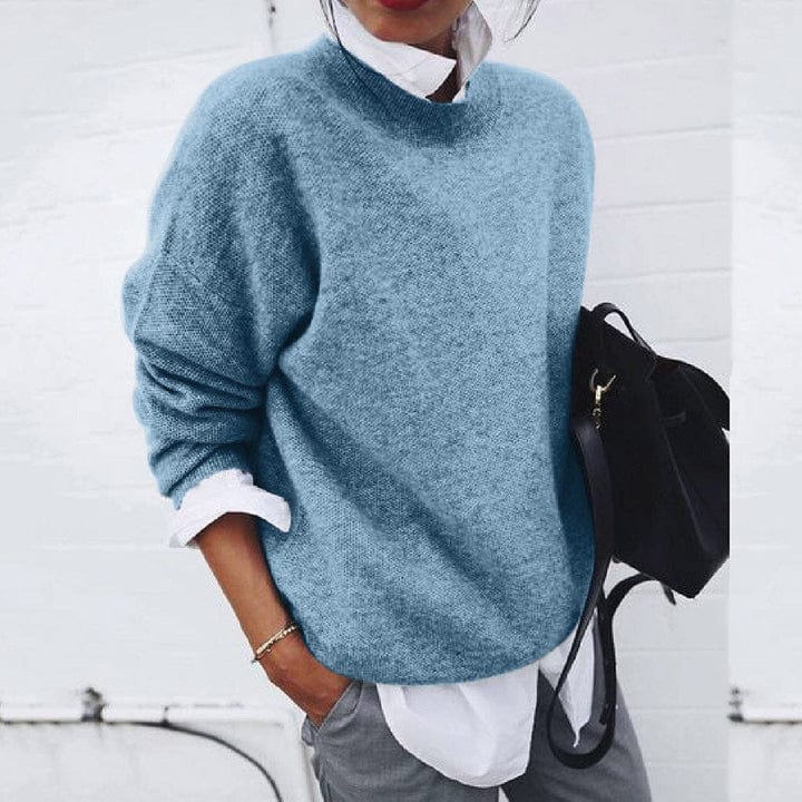 Jersey Mujer de Punto Suave Cuello Redondo