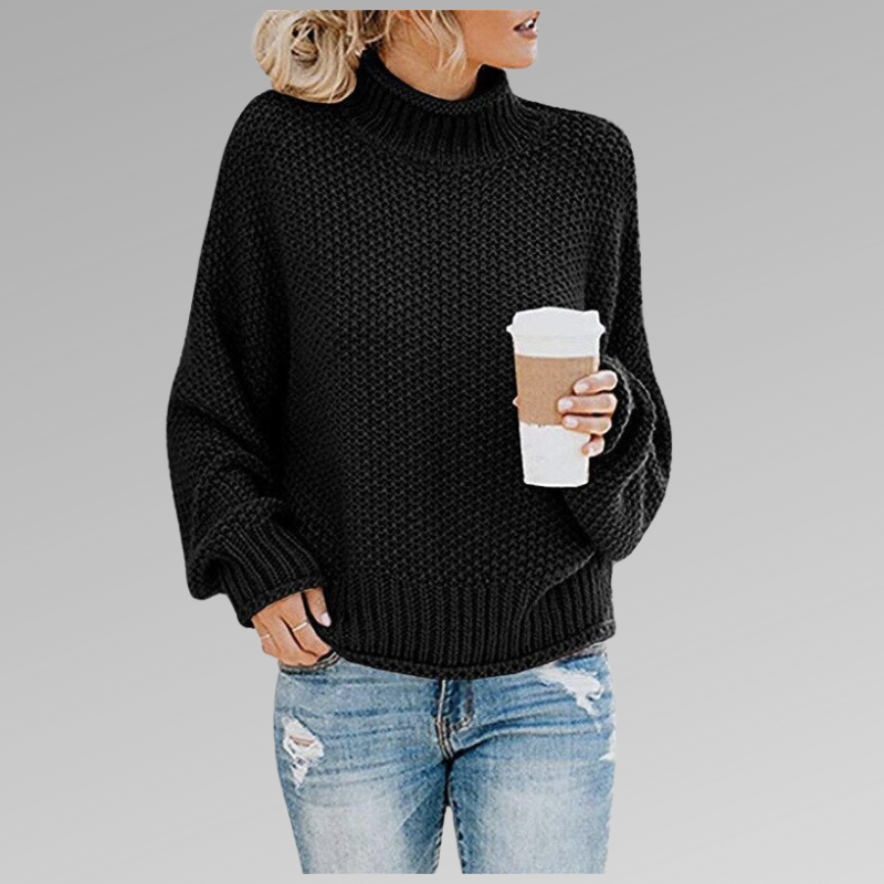 Jersey Mujer de Punto con Cuello Alto Estructurado