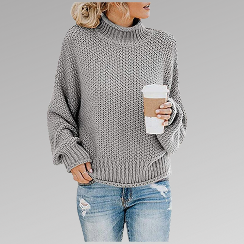 Jersey Mujer de Punto con Cuello Alto Estructurado