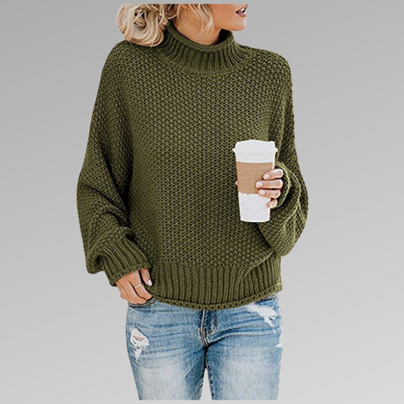 Jersey Mujer de Punto con Cuello Alto Estructurado