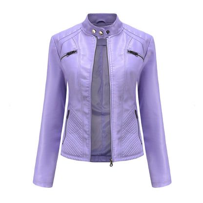 Chaqueta Biker Mujer de Cuero con Cremallera Clásica
