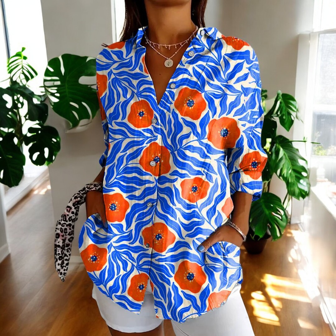 Blusa Mujer Fluida Botones Estilo Relajado