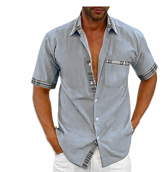 Camisa Hombre Manga Corta Elegante Ajuste Clásico