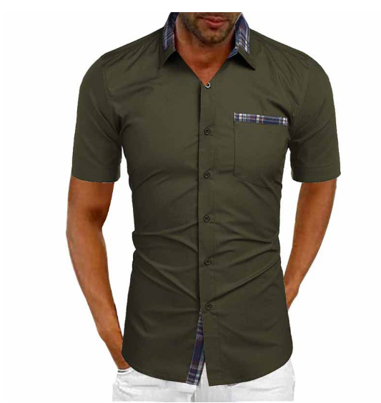 Camisa Hombre Manga Corta Elegante Ajuste Clásico