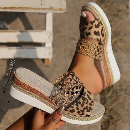Sandalias Mujer Cuña Comoda Tiras Trenzadas