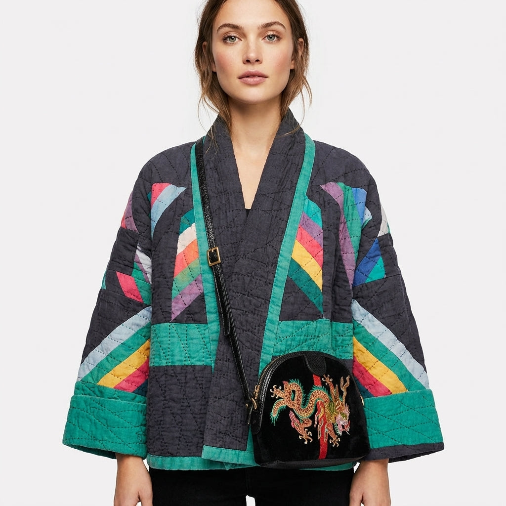 Chaqueta Acolchada Mujer Patchwork Estilo Boho - Mavetta