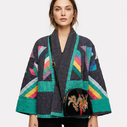 Chaqueta Acolchada Mujer Patchwork Estilo Boho - Mavetta