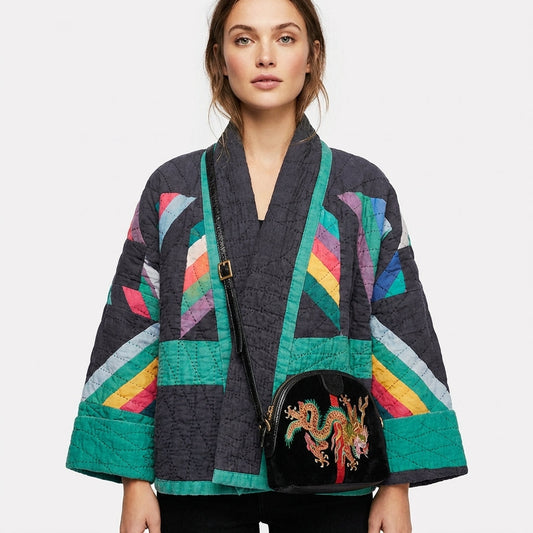 Chaqueta Acolchada Mujer Patchwork Estilo Boho - Mavetta