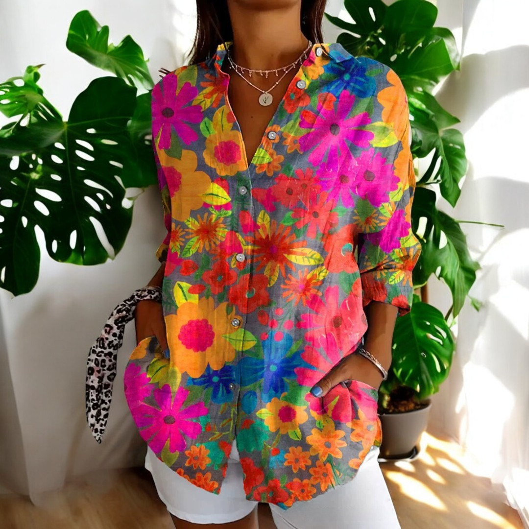 Blusa Mujer Fluida Botones Estilo Relajado