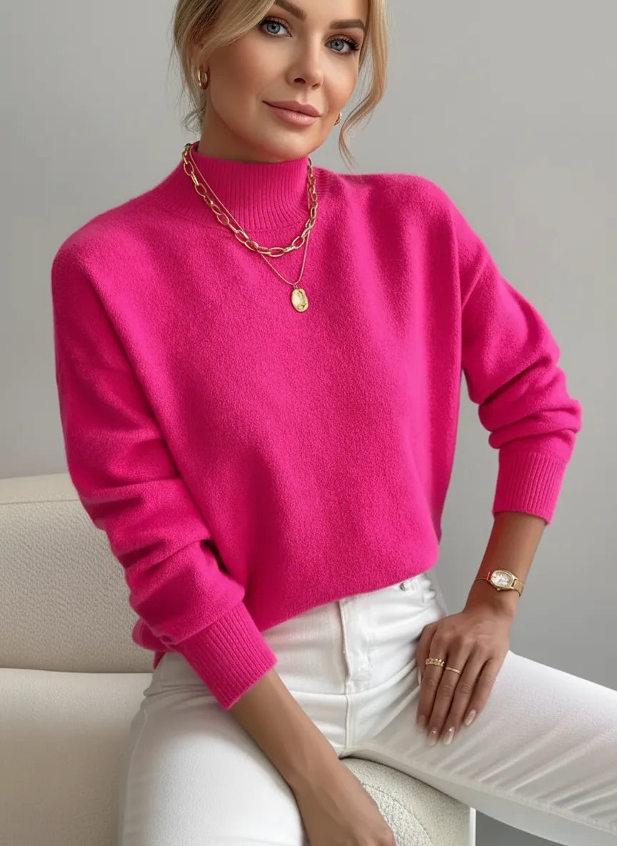 Jersey Mujer Cuello Alto Suave Ajuste Casual