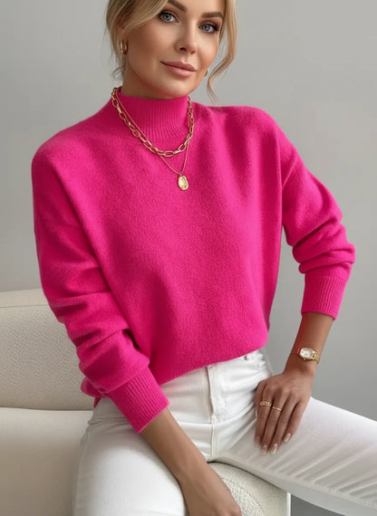 Jersey Mujer Cuello Alto Suave Ajuste Casual