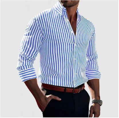 Camisa Hombre Algodón Corte Entallado Rayas Verticales