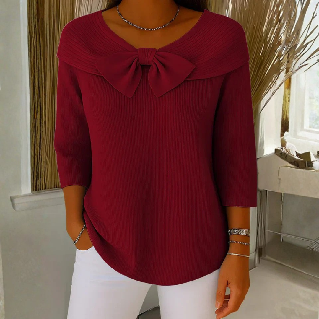 Blusa Mujer con Lazo Manga Tres Cuartos