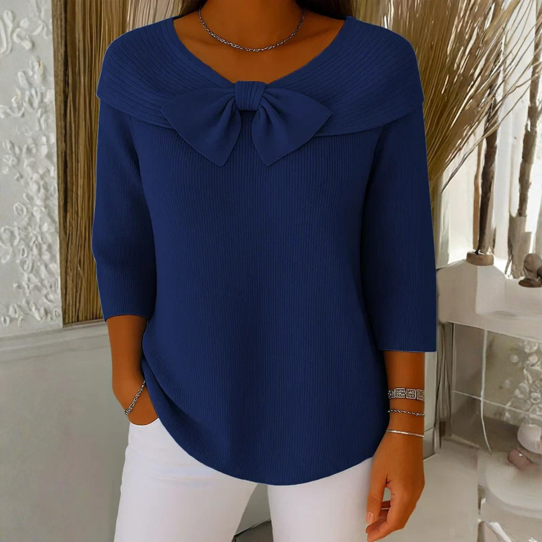 Blusa Mujer con Lazo Manga Tres Cuartos