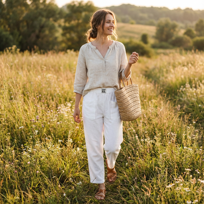 Pantalones Rectos Mujer Cintura Elástica Comodos