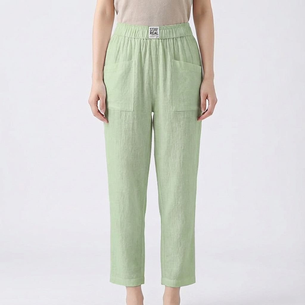 Pantalones Rectos Mujer Cintura Elástica Comodos