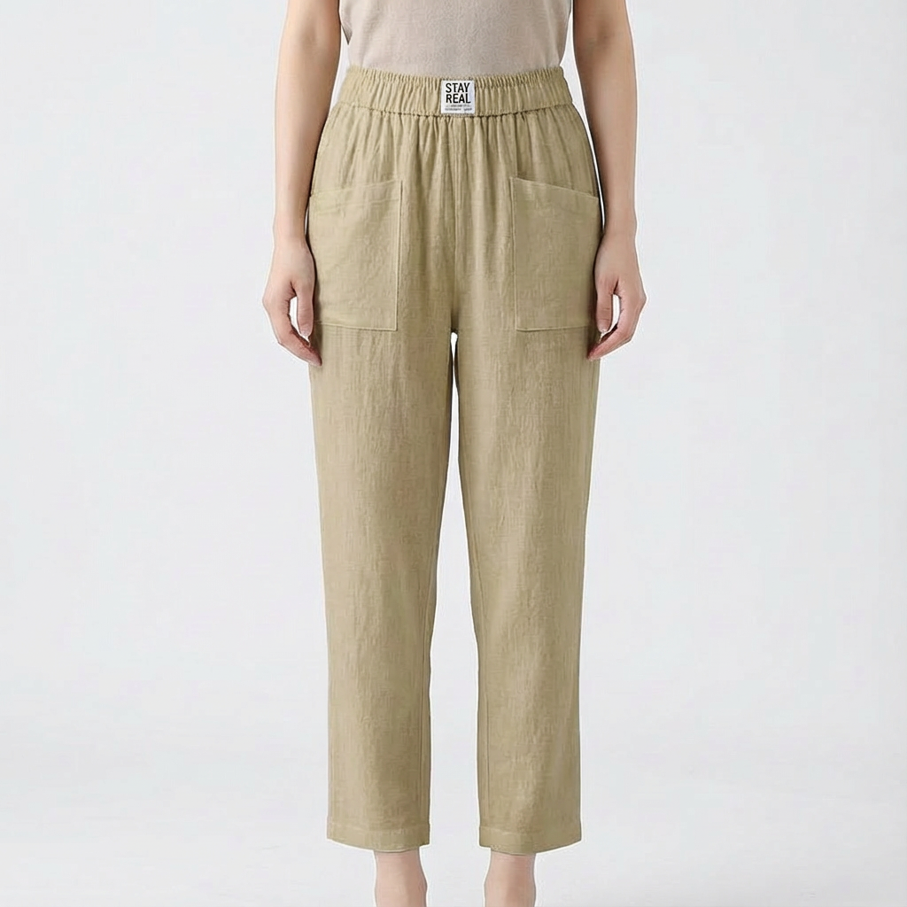 Pantalones Rectos Mujer Cintura Elástica Comodos