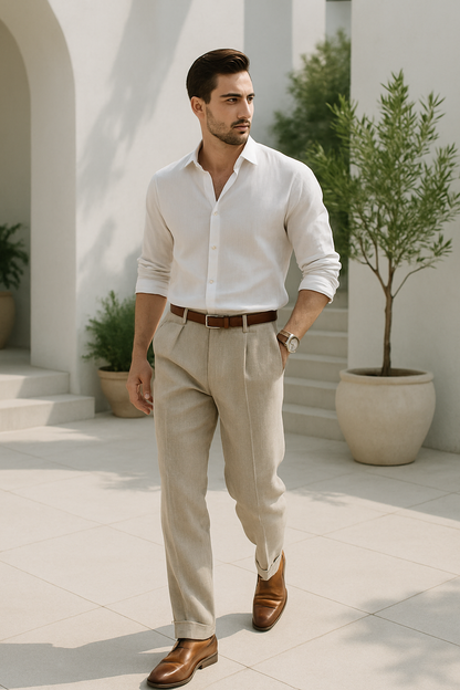 Pantalón Casual Hombre Corte Recto Comodo