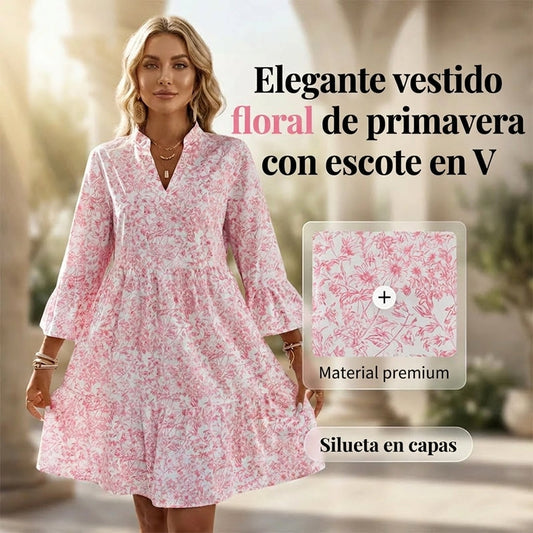 Vestido Mujer con Escote en V y Estampado - Mavetta