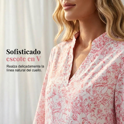 Vestido Mujer con Escote en V y Estampado