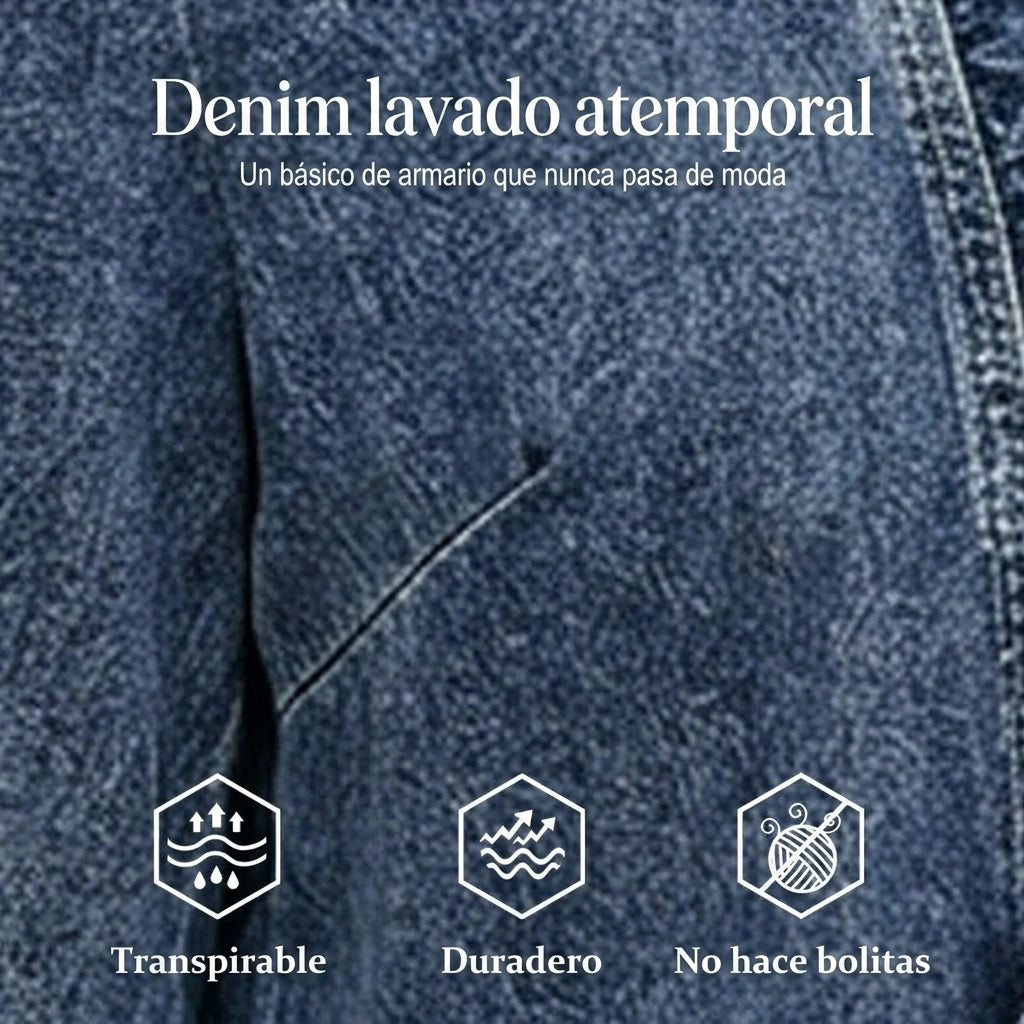 Chaqueta vaquera mujer con volantes y abertura frontal