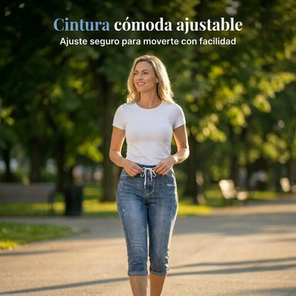 Pantalones Vaqueros Mujer Cintura Alta Cordón Ajustable