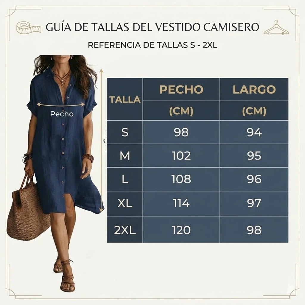 Vestido camisero mujer de manga corta