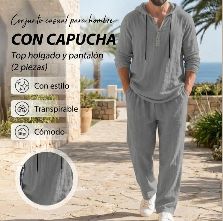 Conjunto Hombre Sudadera con Capucha y Pantalón Holgado