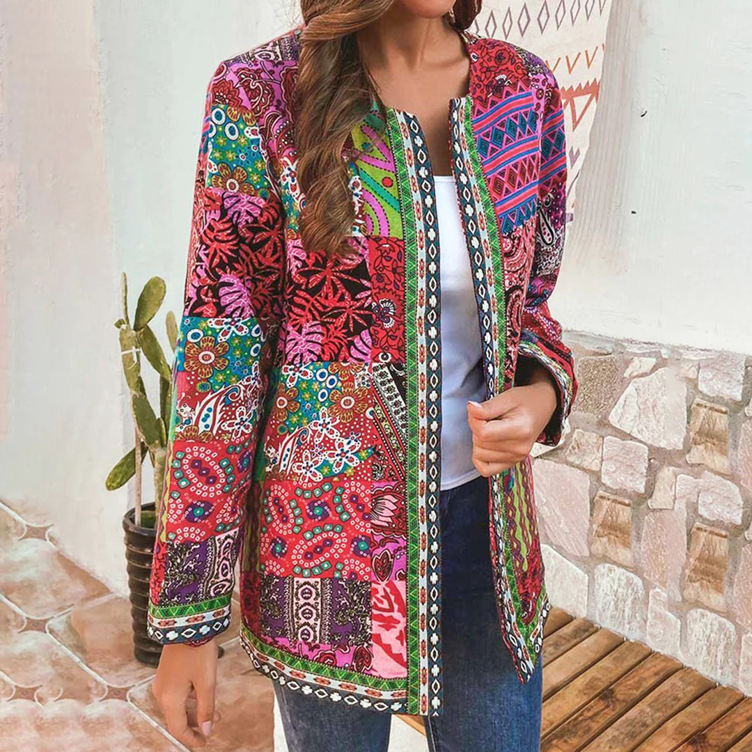 Blazer Mujer Estampado Artistico Acabado Ajuste Slim