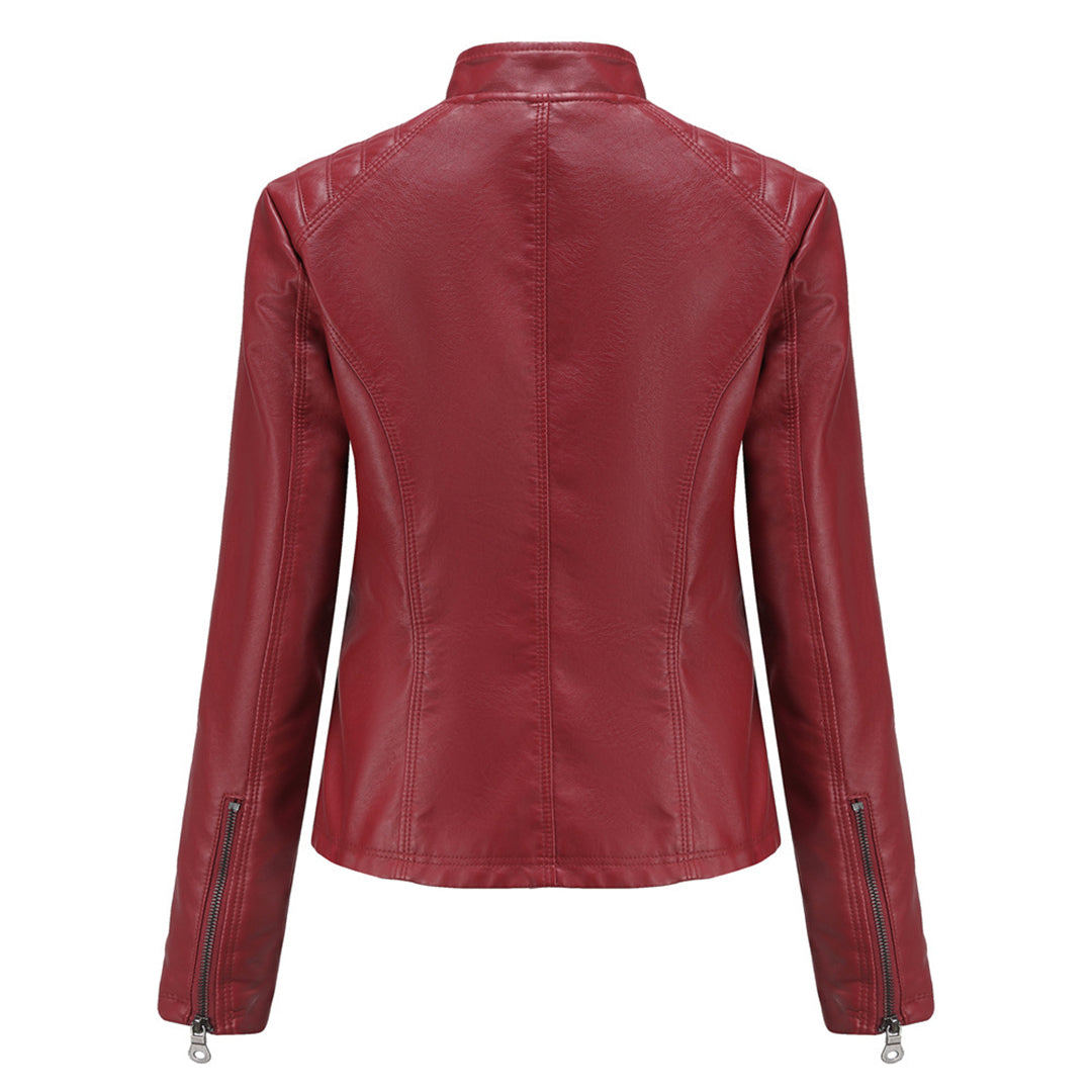 Chaqueta Biker Mujer de Cuero con Cremallera Clásica