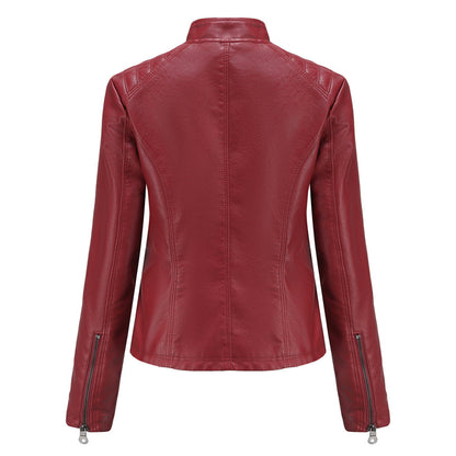 Chaqueta Biker Mujer de Cuero con Cremallera Clásica