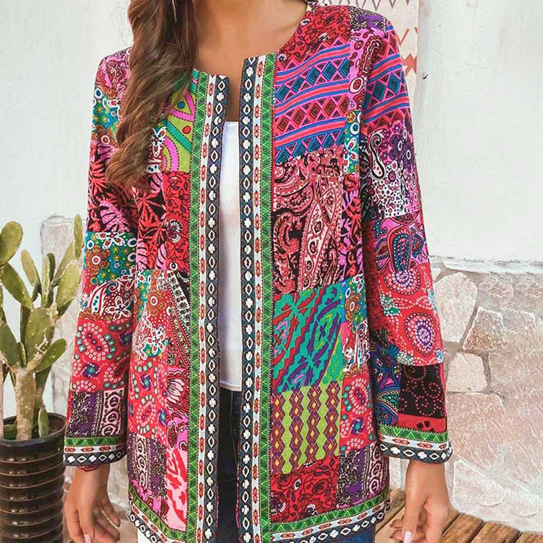 Blazer Mujer Estampado Artistico Acabado Ajuste Slim
