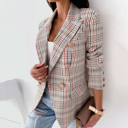 Blazer Mujer de Cuadros Reversible Estilo Chic