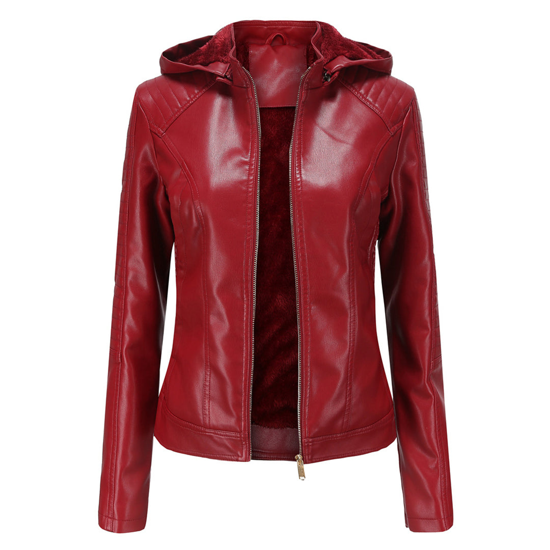Chaqueta Mujer de Cuero Versátil Corte Ajustado