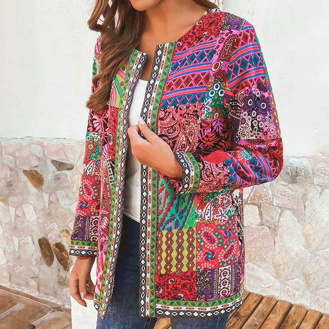 Blazer Mujer Estampado Artistico Acabado Ajuste Slim