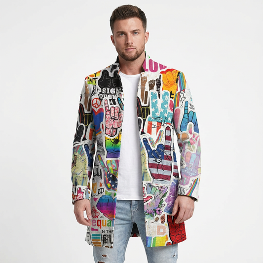 Abrigo Largo Hombre Estampado Diseño Casual - Mavetta
