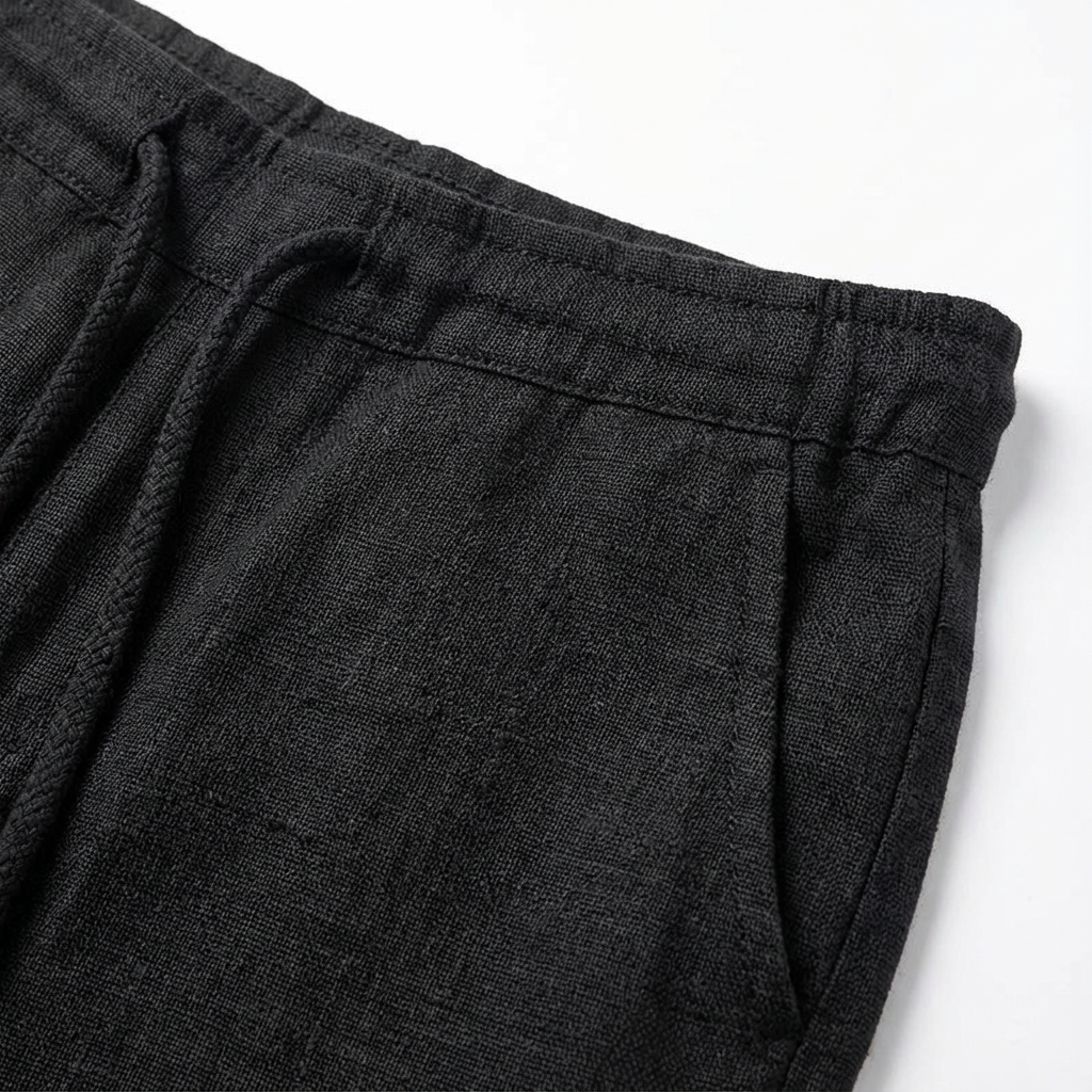 Pantalones Hombre Algodón Cordón Pierna Ancha